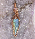 Wire Wrapped Carved Labradorite With Moonstone Faceted Accent Stone
