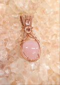 Wire Wrapped Rose Quartz and Clear Quartz Faceted Accent Stone In Copper