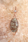 Wire Wrapped Asteroid Jasper and Blue Topaz Faceted Accent Stone In Copper